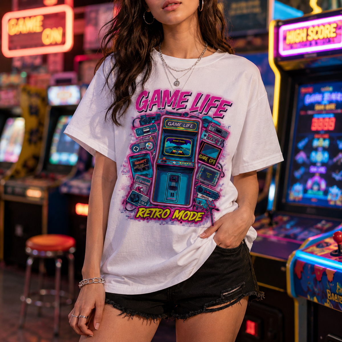 Game Life Retro Mode T-Shirt – Vintage Arcade Gaming Graphic Tee