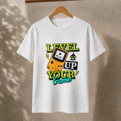 Level Up Your Game T-Shirt – Retro Handheld Gaming Graphic Tee