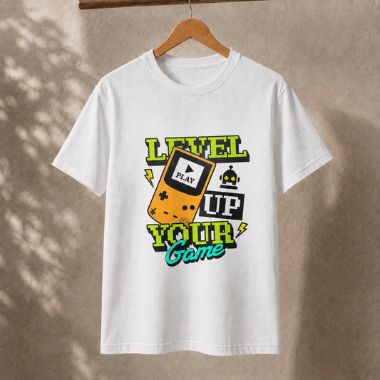 Level Up Your Game T-Shirt – Retro Handheld Gaming Graphic Tee