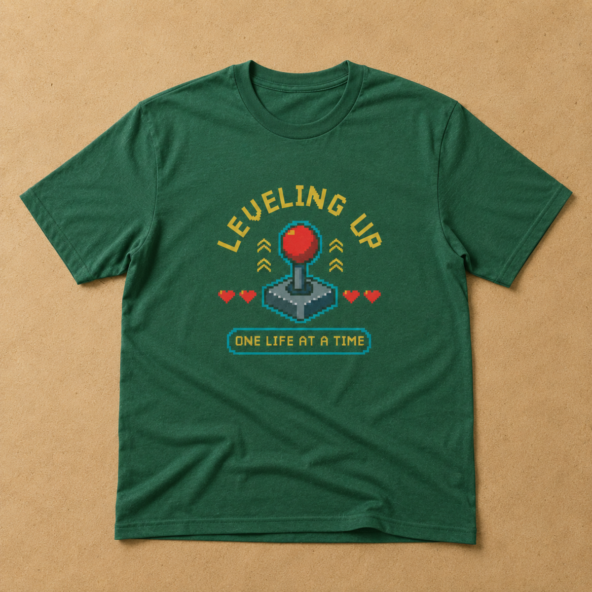Leveling Up One Life at a Time T-Shirt – Retro Joystick Gaming Tee