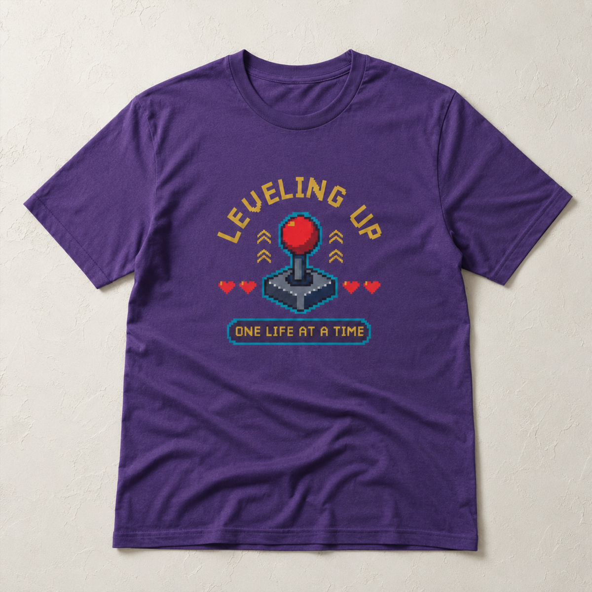 Leveling Up One Life at a Time T-Shirt – Retro Joystick Gaming Tee