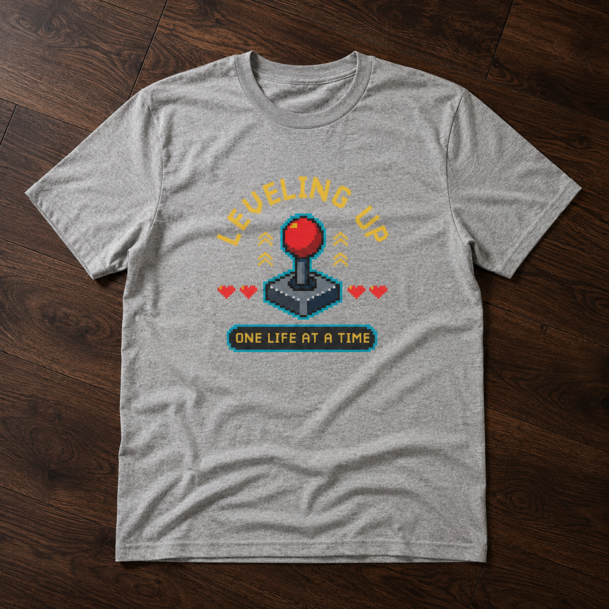 Leveling Up One Life at a Time T-Shirt – Retro Joystick Gaming Tee
