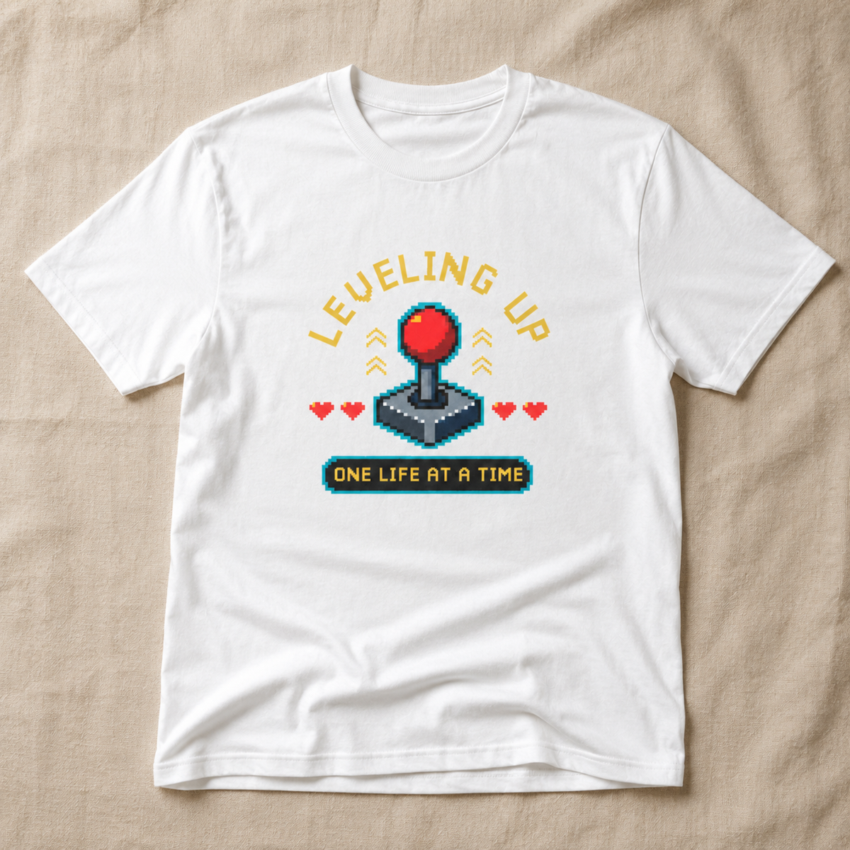 Leveling Up One Life at a Time T-Shirt – Retro Joystick Gaming Tee