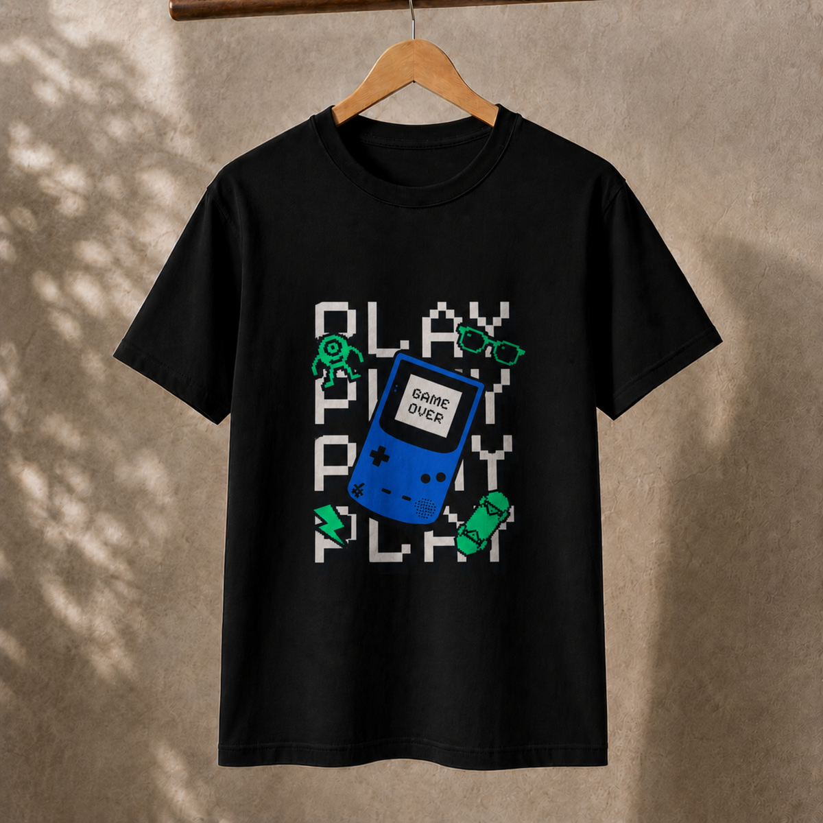 Play Play Play Game Over T-Shirt – Retro Handheld Gaming Graphic Tee