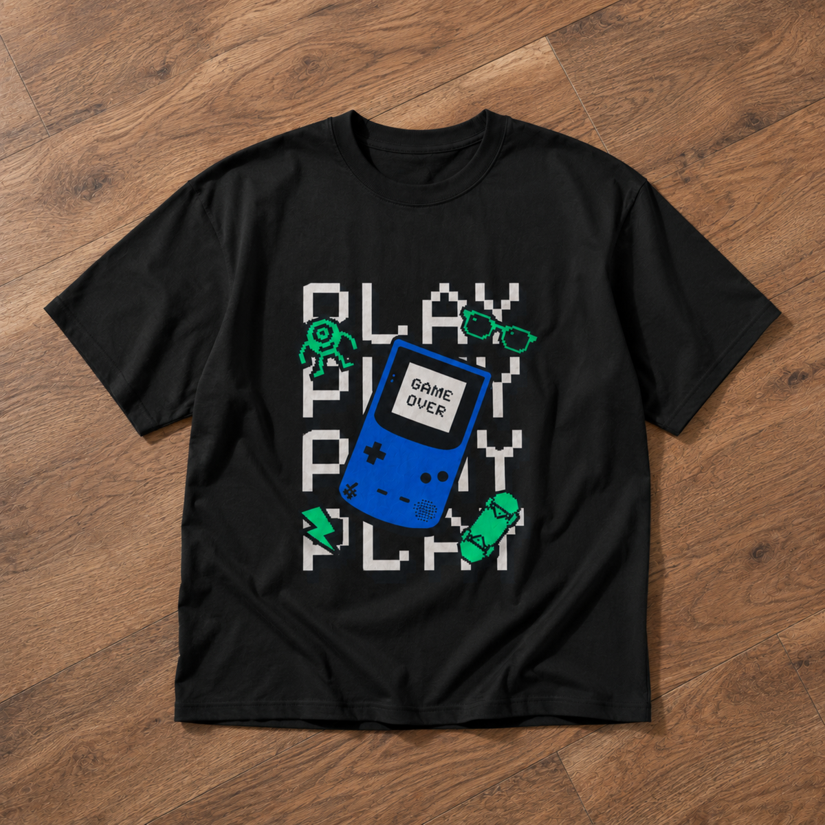 Play Play Play Game Over T-Shirt – Retro Handheld Gaming Graphic Tee