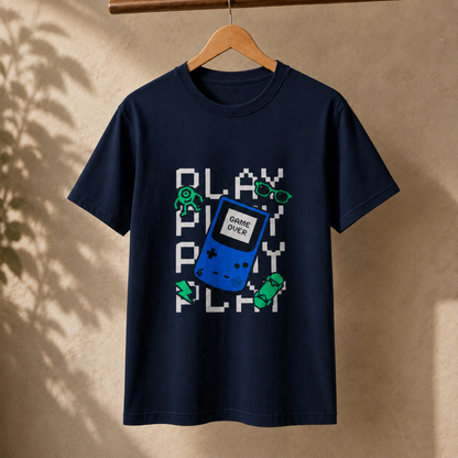 Play Play Play Game Over T-Shirt – Retro Handheld Gaming Graphic Tee