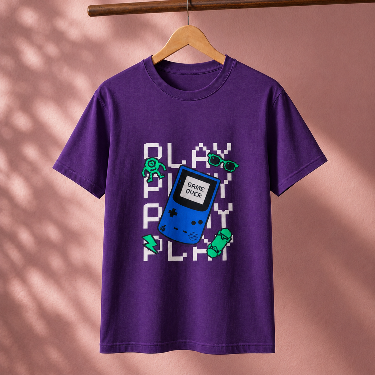 Play Play Play Game Over T-Shirt – Retro Handheld Gaming Graphic Tee