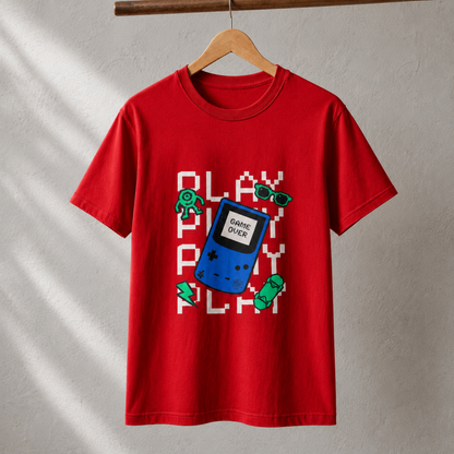Play Play Play Game Over T-Shirt – Retro Handheld Gaming Graphic Tee