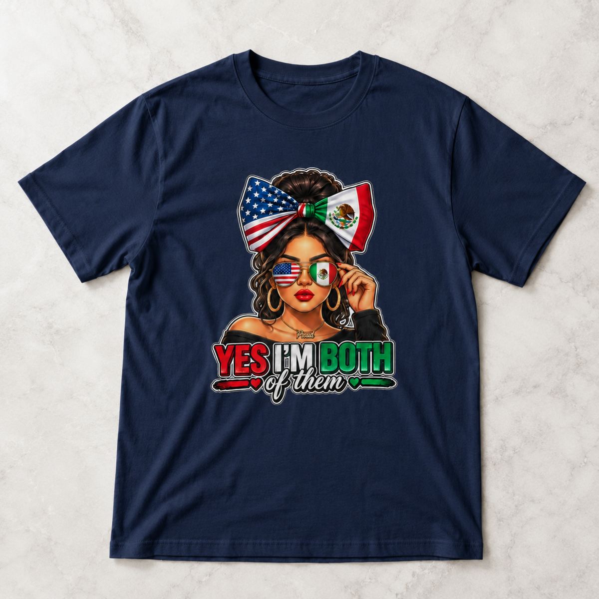 Dual Heritage Mexican American T-Shirt, USA Mexico Flag Bow Tee, Proud Latina Heritage Unisex Shirt, Cultural Identity Gift