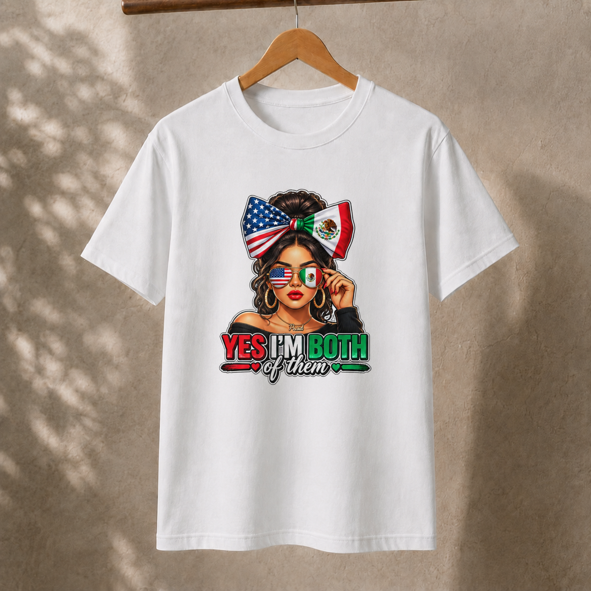 Dual Heritage Mexican American T-Shirt, USA Mexico Flag Bow Tee, Proud Latina Heritage Unisex Shirt, Cultural Identity Gift