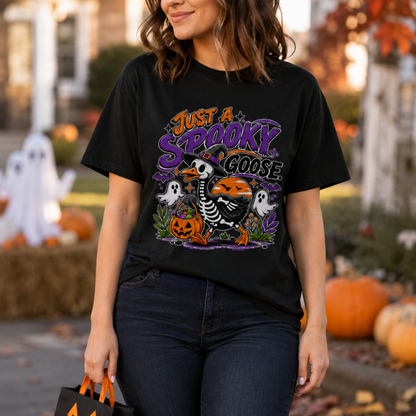 Spooky Goose Halloween Skeleton Duck Trick or Treat Graphic Tee Unisex Fall T-Shirt