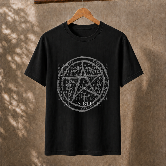 Horror Occult Pentagram Latin Exorcism Adios Bitch Unisex T-Shirt Gothic Scary Dark Art Teev