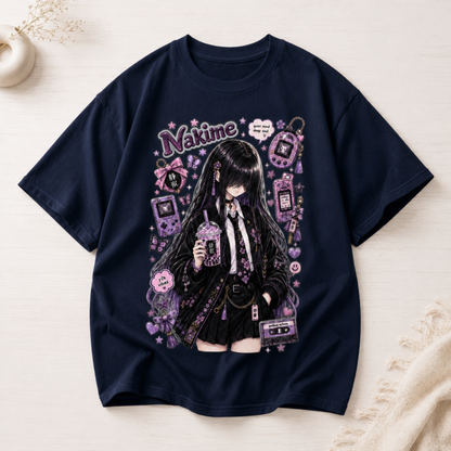 Nakime Anime Grunge Pastel Goth T-Shirt Y2K Aesthetic Retro Handheld Gamer Tee Unisex Clothing
