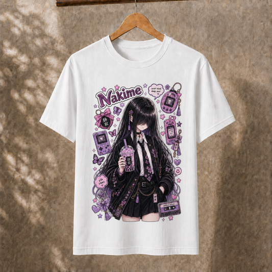 Nakime Anime Grunge Pastel Goth T-Shirt Y2K Aesthetic Retro Handheld Gamer Tee Unisex Clothing