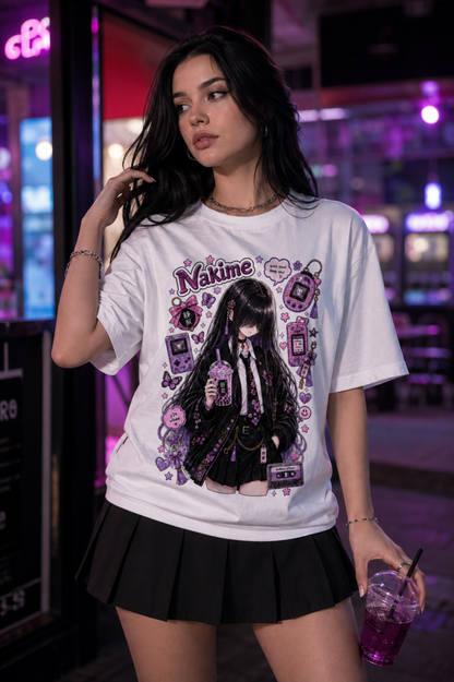 Nakime Anime Grunge Pastel Goth T-Shirt Y2K Aesthetic Retro Handheld Gamer Tee Unisex Clothing