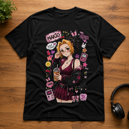 Anime Gamer Girl Aesthetic T-Shirt Retro Y2K Cute Kawaii DTF Graphic Tee Unisex