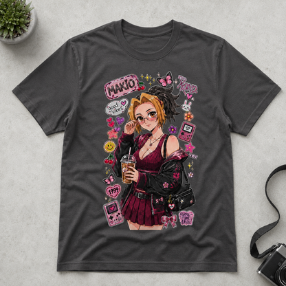 Anime Gamer Girl Aesthetic T-Shirt Retro Y2K Cute Kawaii DTF Graphic Tee Unisex