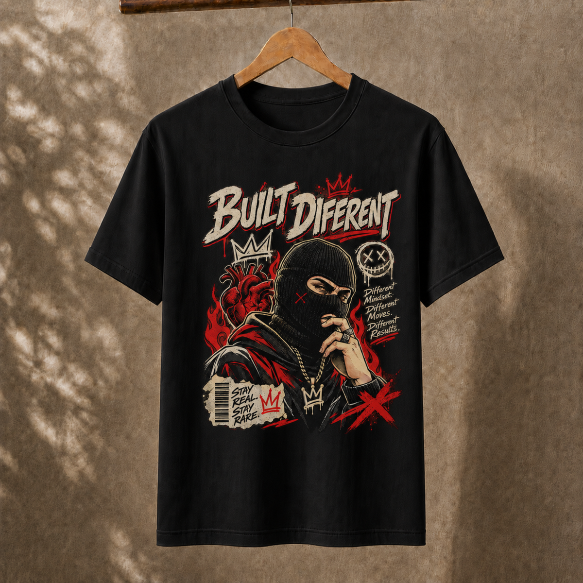 Built Different Ski Mask Streetwear Graphic T-Shirt Edgy Urban Apparel