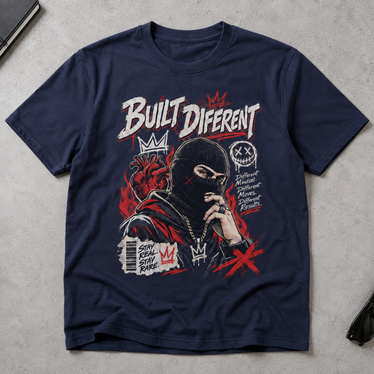 Built Different Ski Mask Streetwear Graphic T-Shirt Edgy Urban Apparel