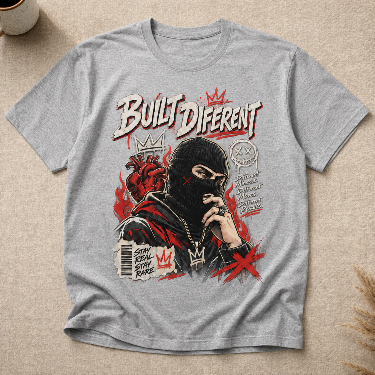 Built Different Ski Mask Streetwear Graphic T-Shirt Edgy Urban Apparel