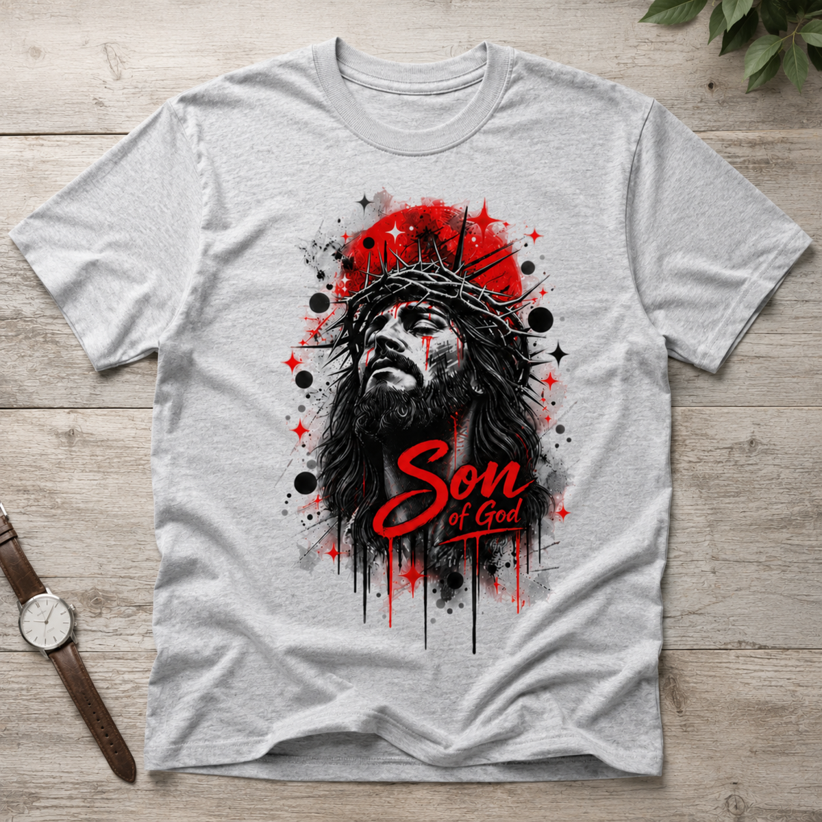 Jesus Son Of God Crown Of Thorns T-Shirt Retro Christian Faith Apparel Gospel Message Tee White Unisex Shirt