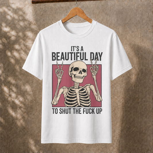 Funny Skeleton Peace Sign T-Shirt Retro Sarcastic Adult Humor Graphic Tee Light Blue