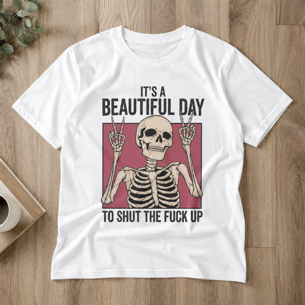Funny Skeleton Peace Sign T-Shirt Retro Sarcastic Adult Humor Graphic Tee Light Blue