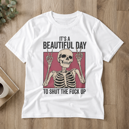 Funny Skeleton Peace Sign T-Shirt Retro Sarcastic Adult Humor Graphic Tee Light Blue