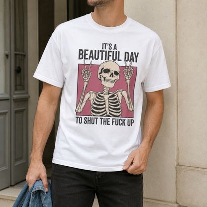 Funny Skeleton Peace Sign T-Shirt Retro Sarcastic Adult Humor Graphic Tee Light Blue