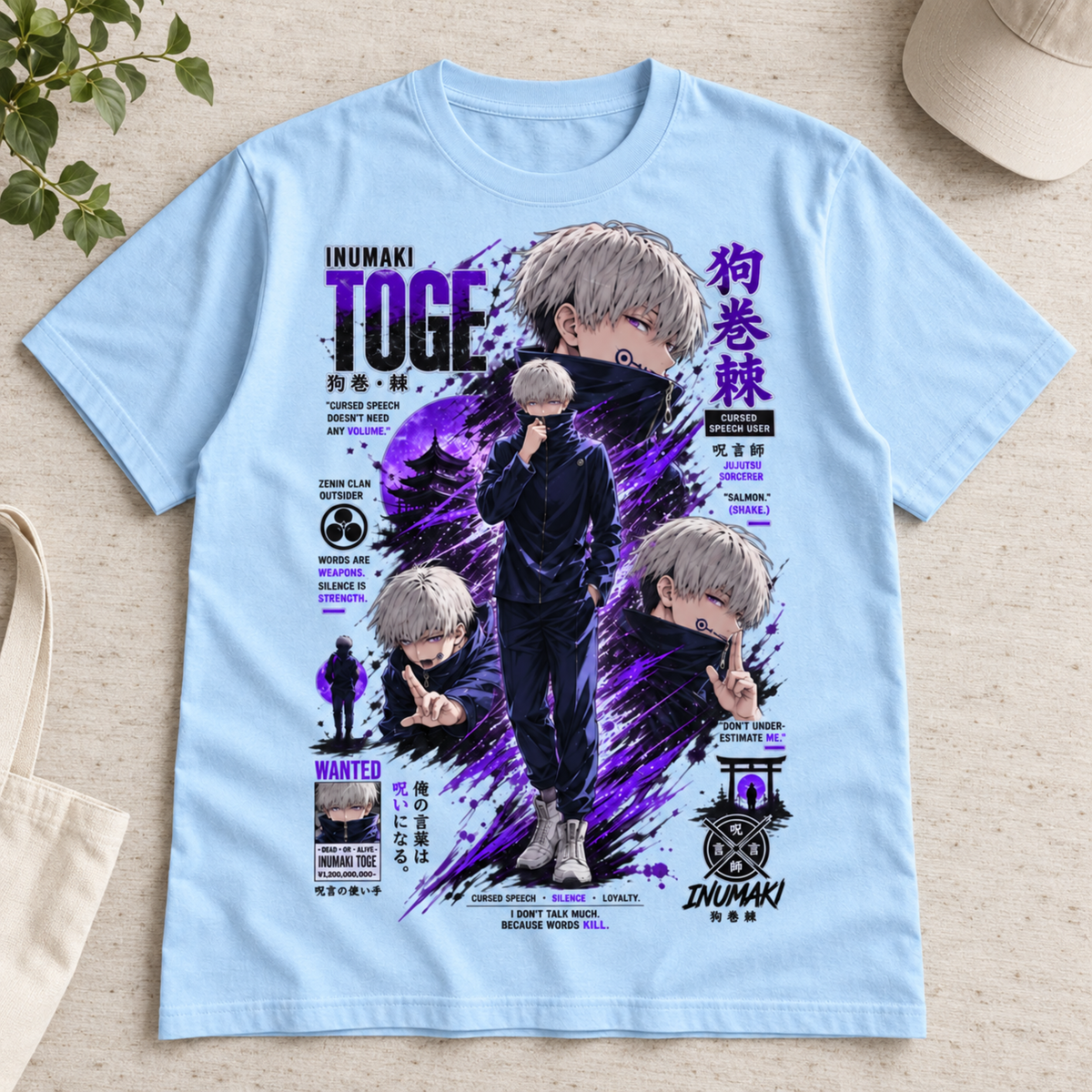 Anime Toge Inumaki Cursed Speech Graphic Tee Japanese Streetwear Unisex T-Shirt