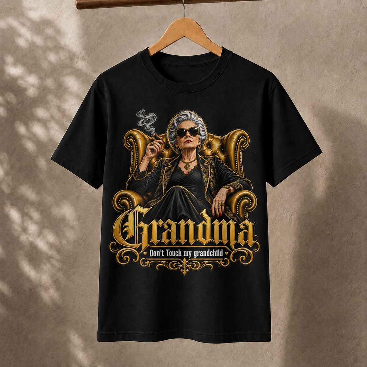 Badass Grandma Don't Touch My Grandchild Retro Boss Lady Graphic Tee Family T-Shirt