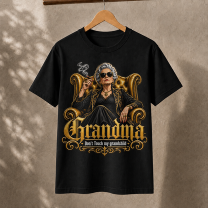 Badass Grandma Don't Touch My Grandchild Retro Boss Lady Graphic Tee Family T-Shirt