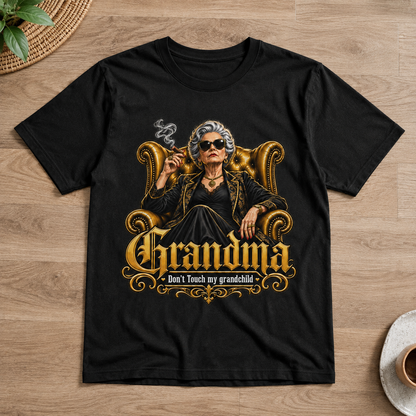 Badass Grandma Don't Touch My Grandchild Retro Boss Lady Graphic Tee Family T-Shirt
