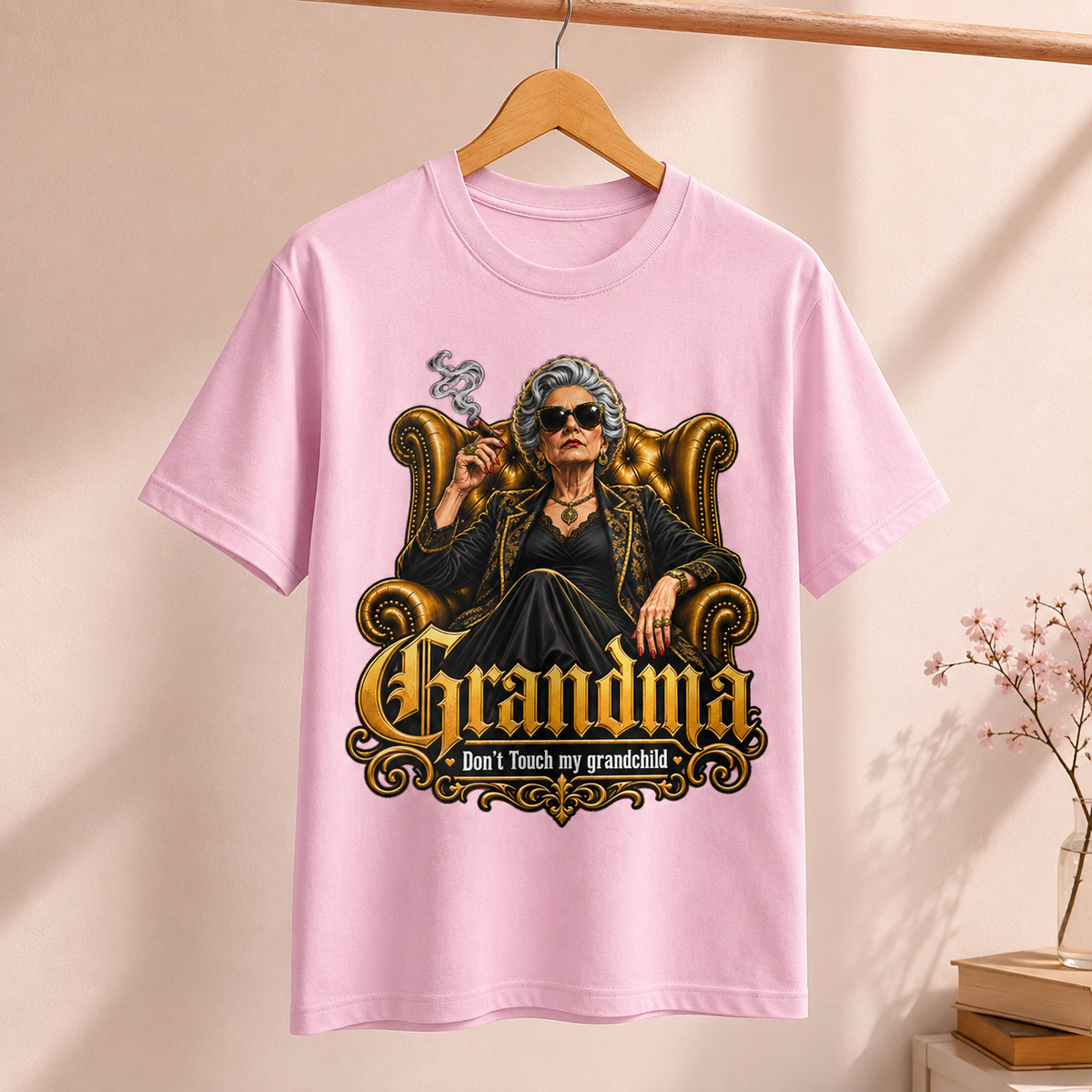 Badass Grandma Don't Touch My Grandchild Retro Boss Lady Graphic Tee Family T-Shirt