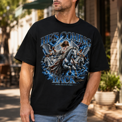 He Is Coming Back Jesus Christian Faith T-Shirt Revelation Bible Verse Graphic Tee
