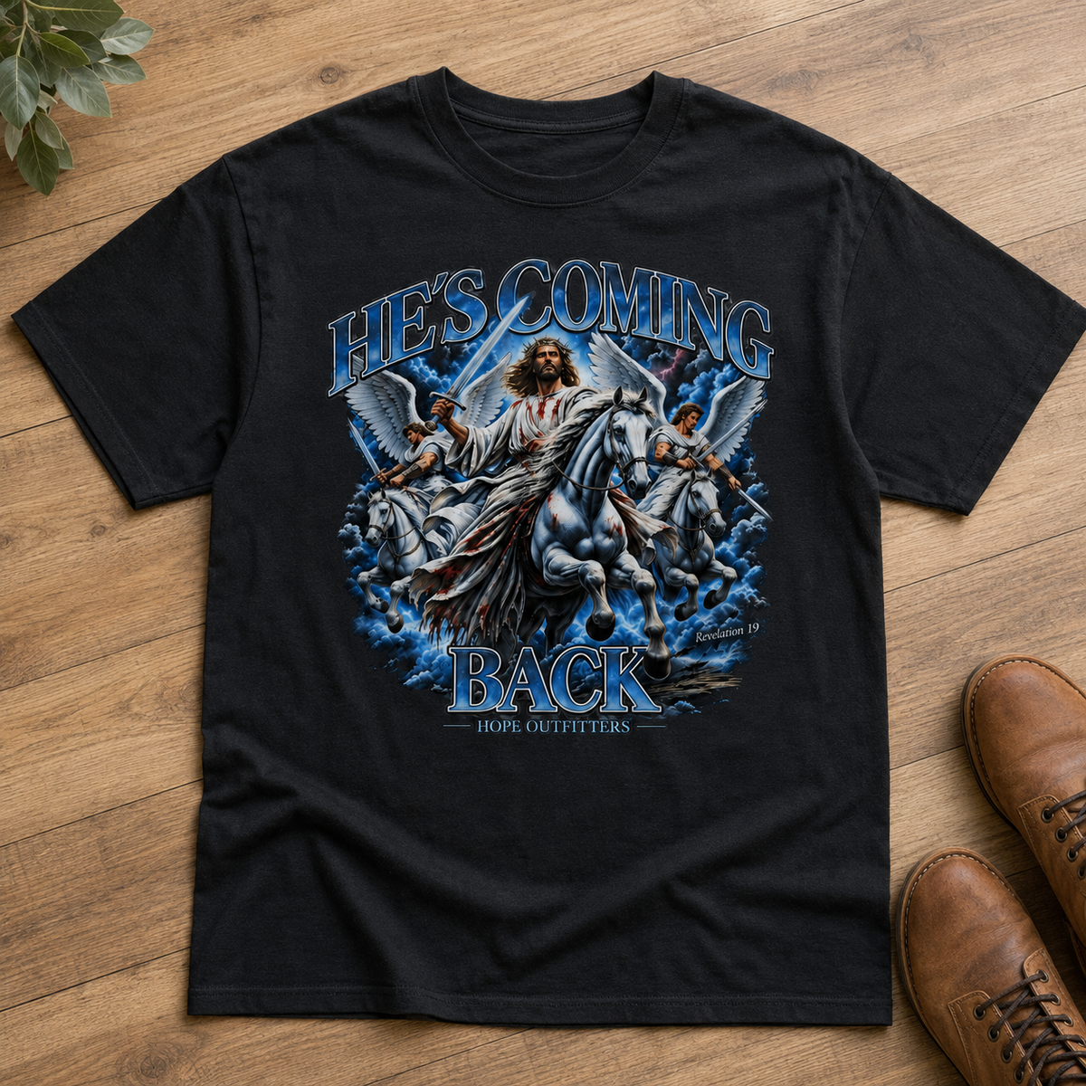 He Is Coming Back Jesus Christian Faith T-Shirt Revelation Bible Verse Graphic Tee