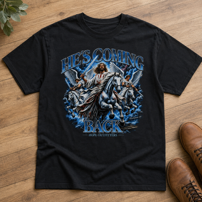 He Is Coming Back Jesus Christian Faith T-Shirt Revelation Bible Verse Graphic Tee