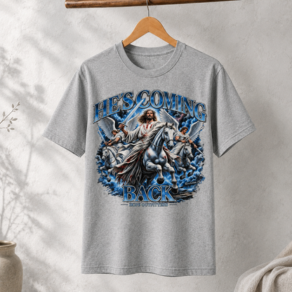 He Is Coming Back Jesus Christian Faith T-Shirt Revelation Bible Verse Graphic Tee