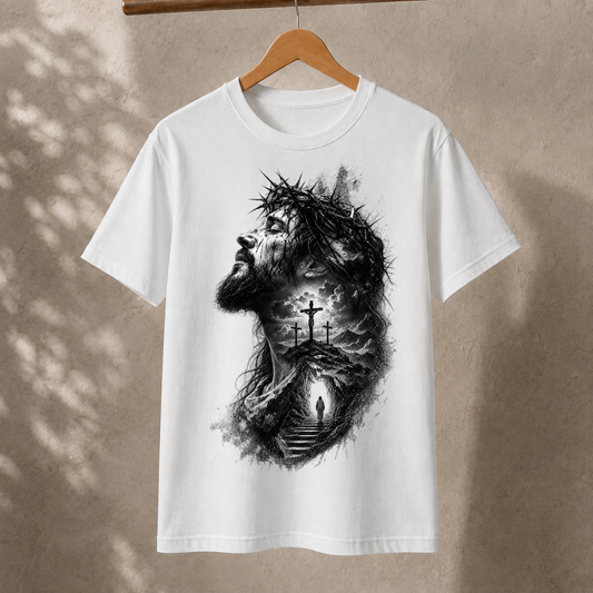 Jesus Christ Crown of Thorns Calvary Hill Faith Christian Unisex Heavyweight T-Shirt
