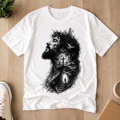 Jesus Christ Crown of Thorns Calvary Hill Faith Christian Unisex Heavyweight T-Shirt